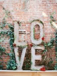 green LOVE letter wedding decor ideas