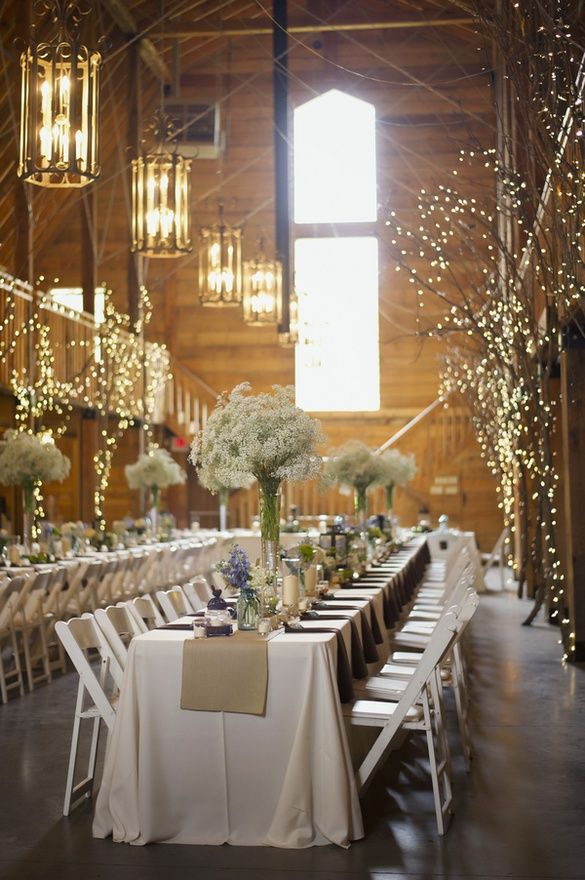 indoor winter barn wedding ideas with lights
