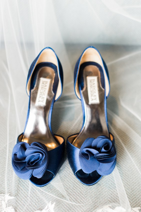 navy blue peeptoe satin wedding shoes