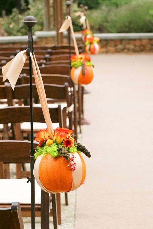 orange fall pumkins wedding decor ideas