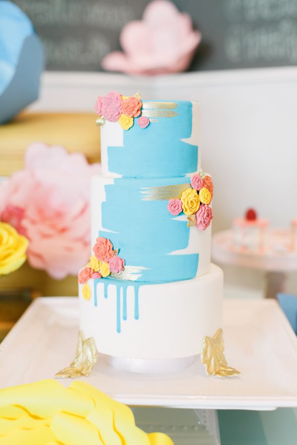 painted pastel wedding cake