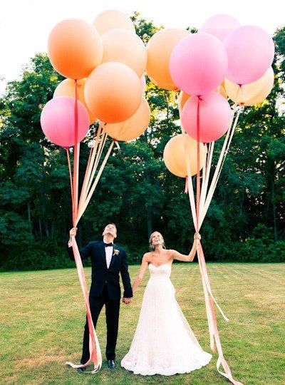 pink and coral giant ballon wedding ideas