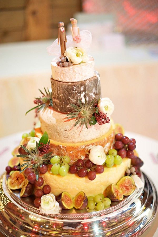 rustic fall cheese wedding cake with cute topper