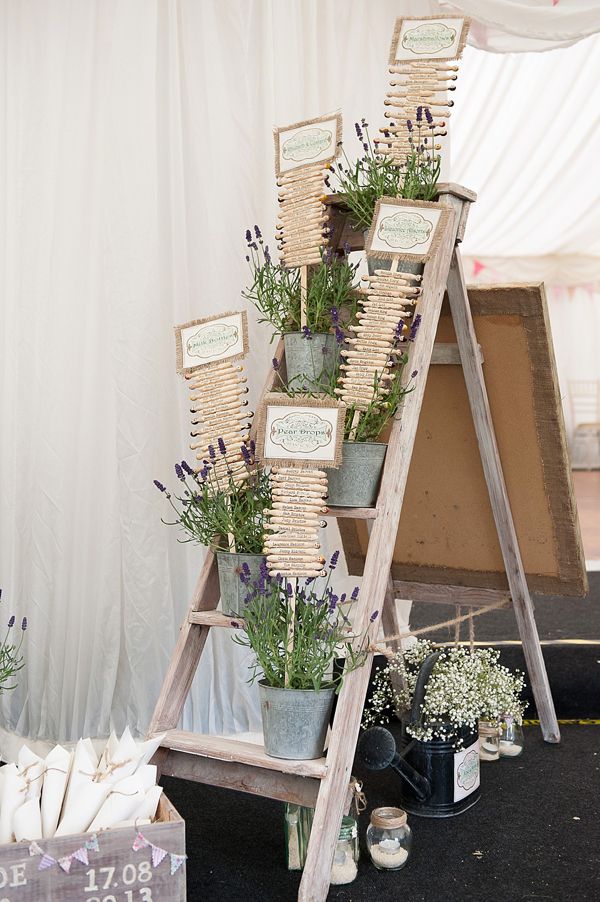 rustic farm ladder wedding detail