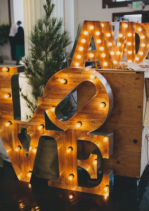 rustic love letter wedding decor