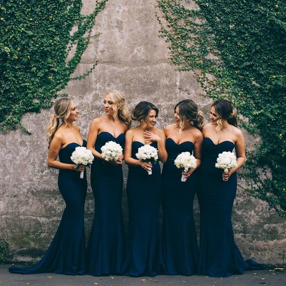 sweetheart navy blue bridesmaid dresses