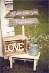 vintage barn wedding with wood boxes and LOVE letter wedding decor
