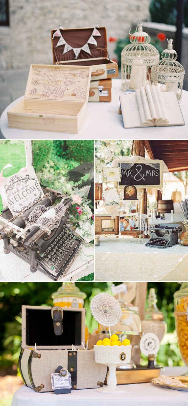 vintage guest book table setting wedding ideas