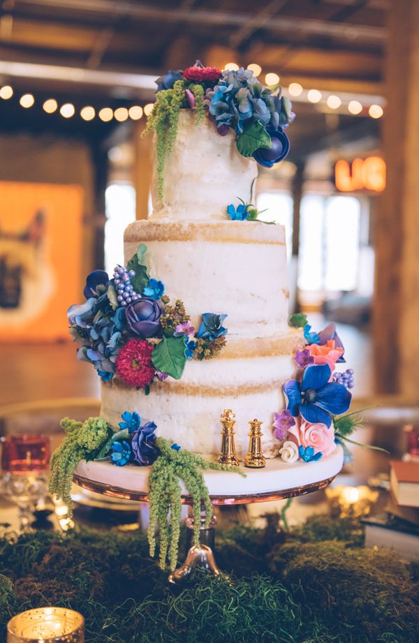 whimsical blue wedding cake