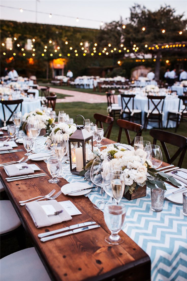 Al Fresco Dinner Reception Chevron Table Runners