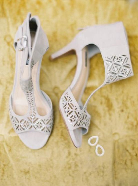 Chic laser cut wedding heels