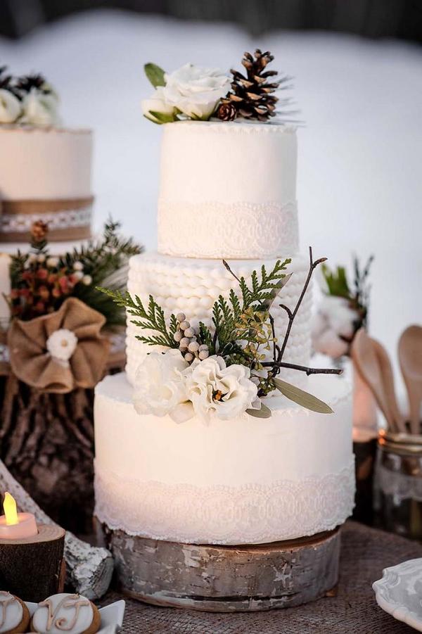 Chic winter wedding cake