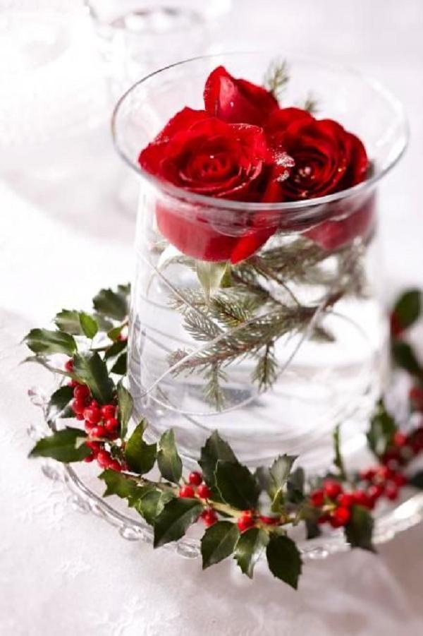 Christmas green and red wedding flower ideas