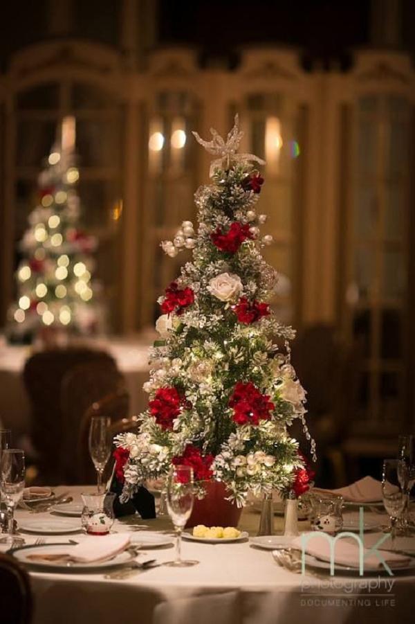 30 Red and Green Scandinavian Winter Wedding Ideas 30 Christmas tree wedding centerpieces