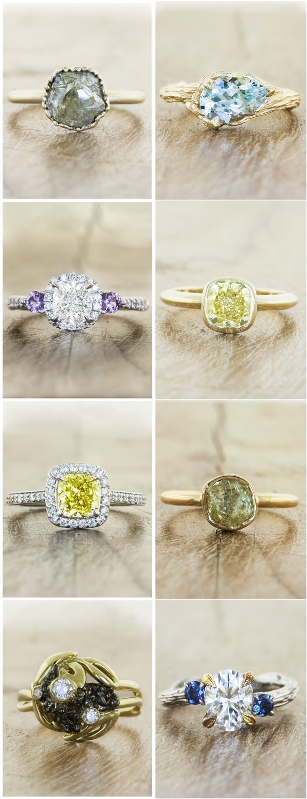 Colored Diamonds Engagement Rings from Ken & Dana Design