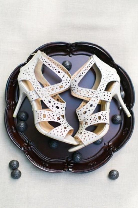 18 Charming + Elegant Laser Cut Wedding Shoes 11 Laser cut white wedding sandals