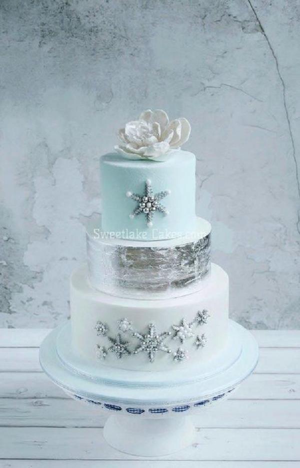 Light Blue Winter wedding cake