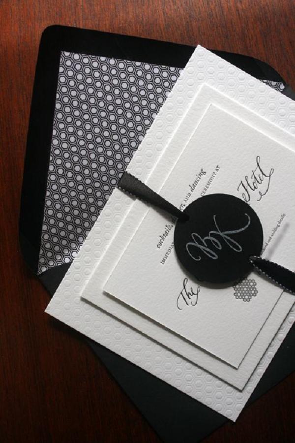 Modern Black and White Wedding Invitations