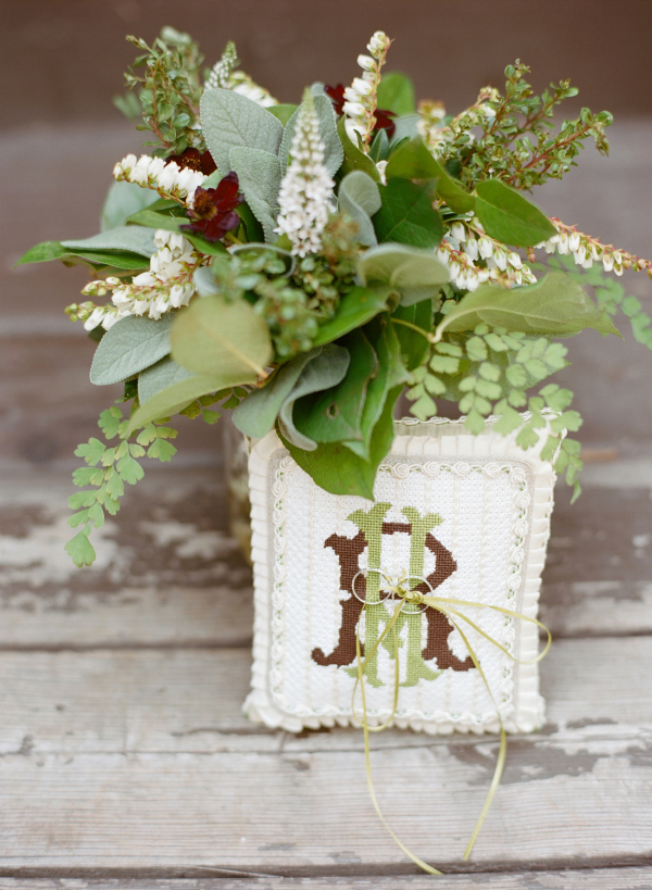 Monograms Initials Rustic Green Wedding Centerpiece