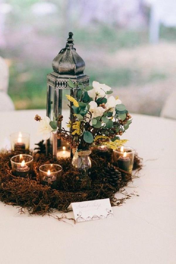 Natural Woodland Wedding Centerpieces