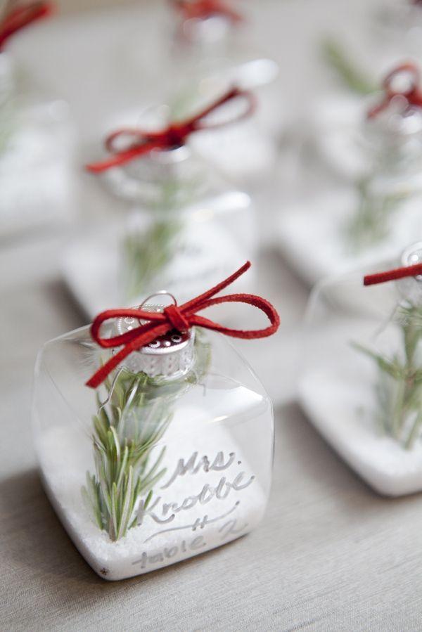 30 Red and Green Scandinavian Winter Wedding Ideas 26 Ornament Place Cards For Your Holiday Wedding