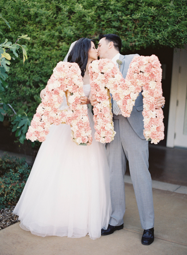 35 Pretty Monograms & Initials Wedding Ideas for Your Big Day 3 Pink Flowers Initials Wedding Decor Ideas