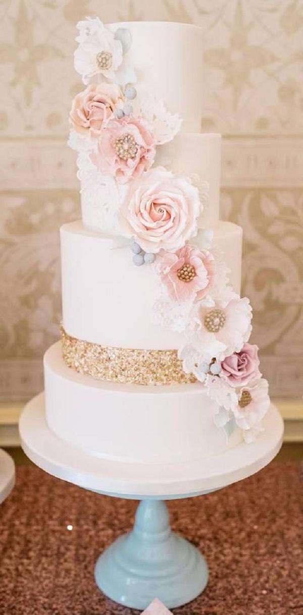 40 Romantic Pink and Gold Wedding Color Scheme Ideas 7 Pink and Gold Wedding Cake Inspiration with Chic Classy Detail