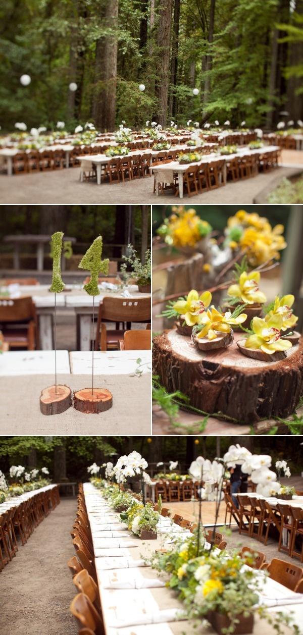 Rustic wedding in the woods great centerpieces and table numbers