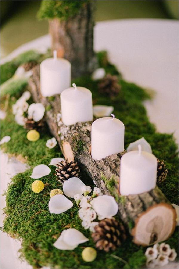 Rustic wooden candle holder wedding decor ideas