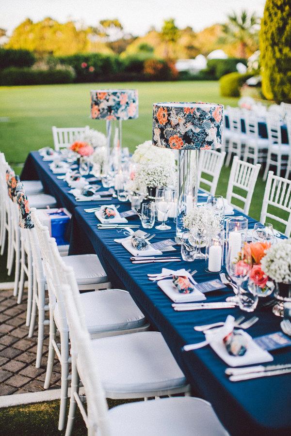 Snorkel Blue and Coral Wedding Table Decors