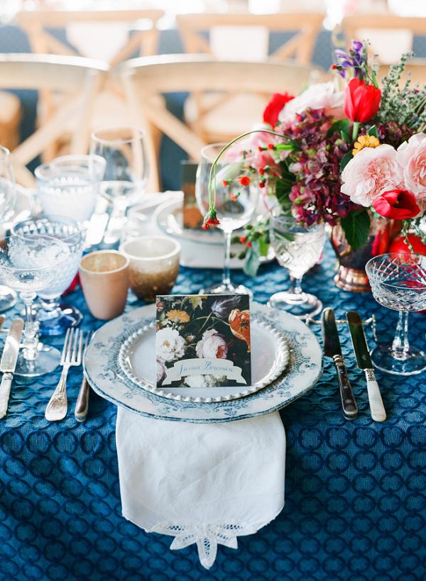 Snorkel Blue and Gold Wedding Table Tablescape Ideas