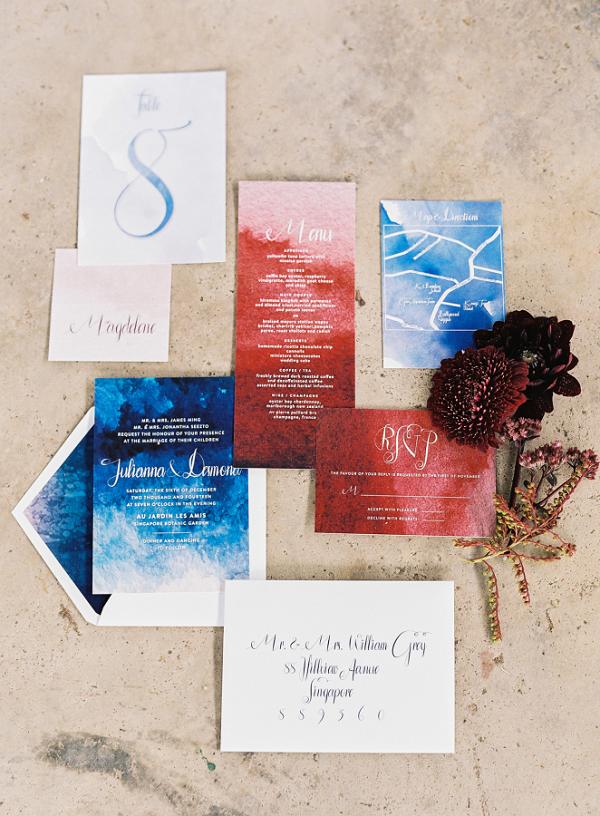 Snorkel Blue and Red Wedding Invitations