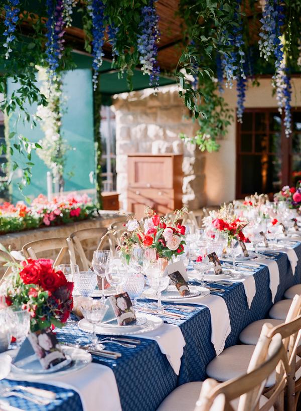 Snorkel Blue and Red Wedding Tablescape