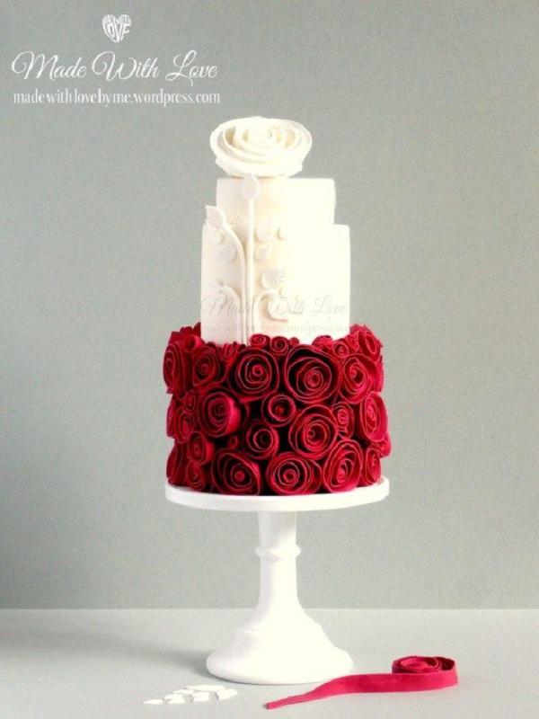 Snow White and Rose Red Wedding Cake