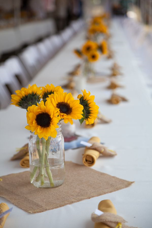 Sunflower Rustic Themed Wedding Tablescape
