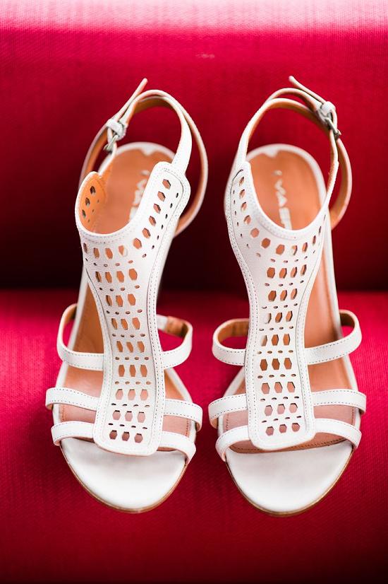 White leather wedding heels