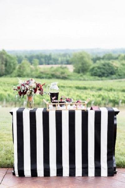 black and white wedding tablecloth