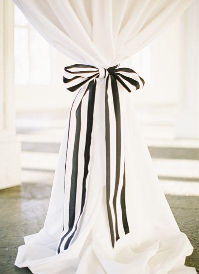 black + white striped bow detail
