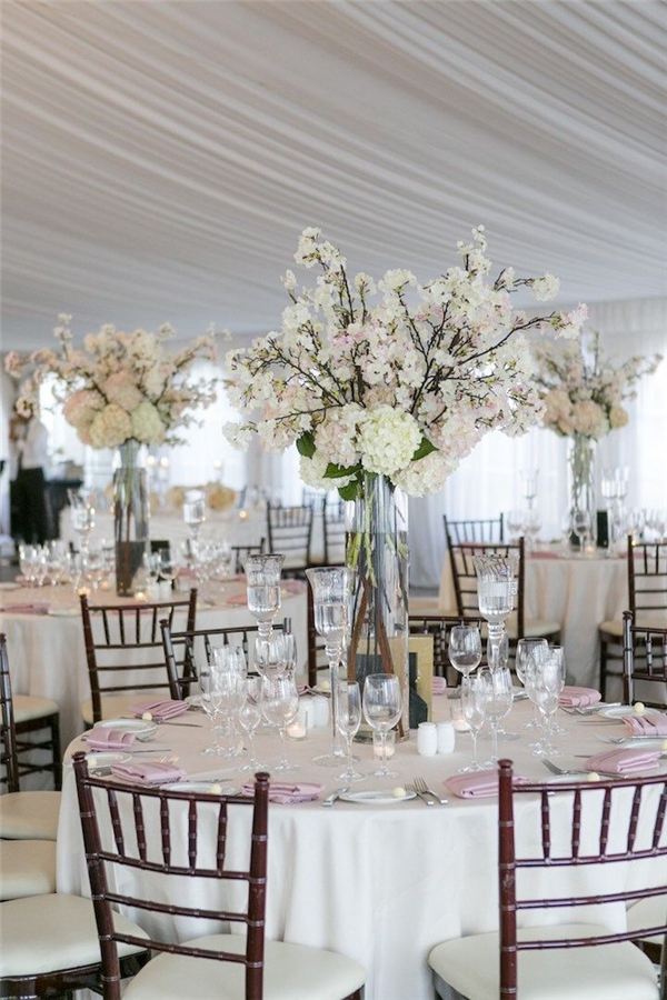 blush tall wedding centerpiece