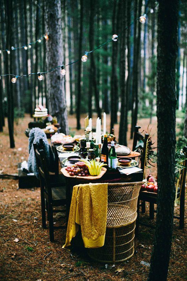 bohemian woodland wedding table ideas