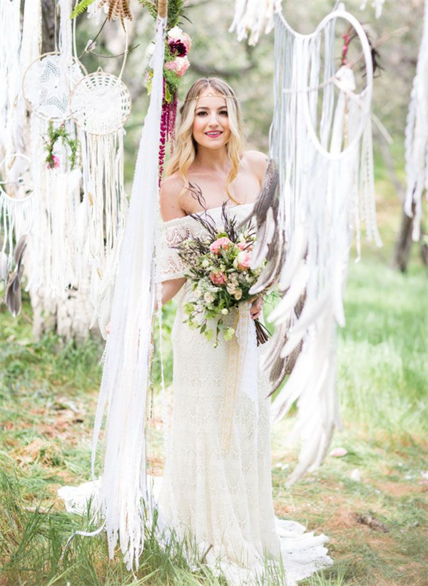 boho lace wedding dress