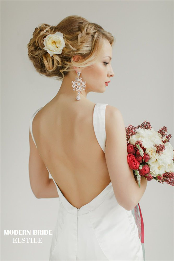 braided wedding updo hsirsyle for long hair with flowers