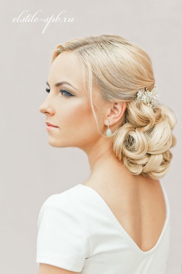curly wedding hairstyle updo