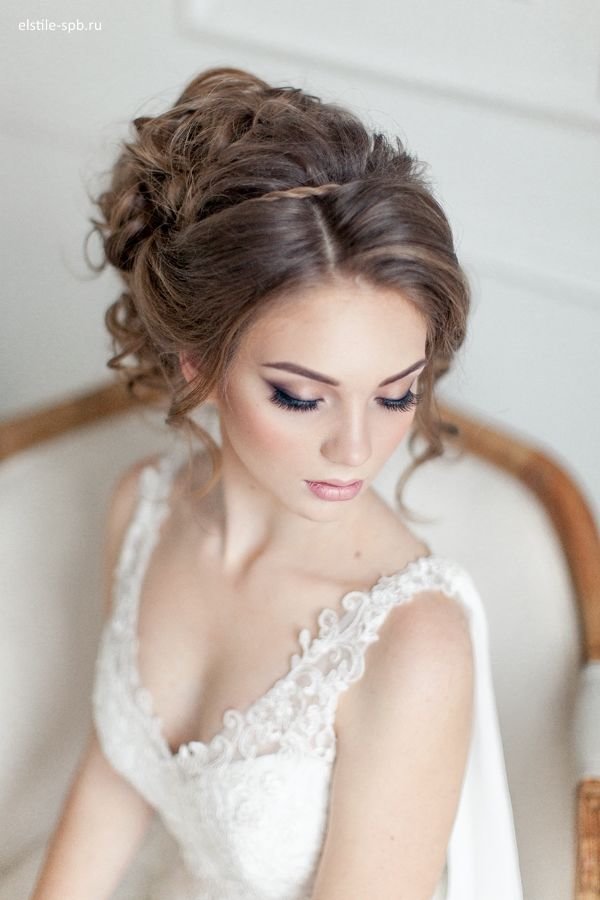 elegant wedding makeup and wedding updo hairstyle