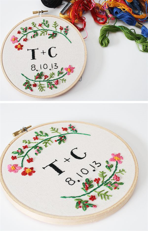 embroidery hoops save the date