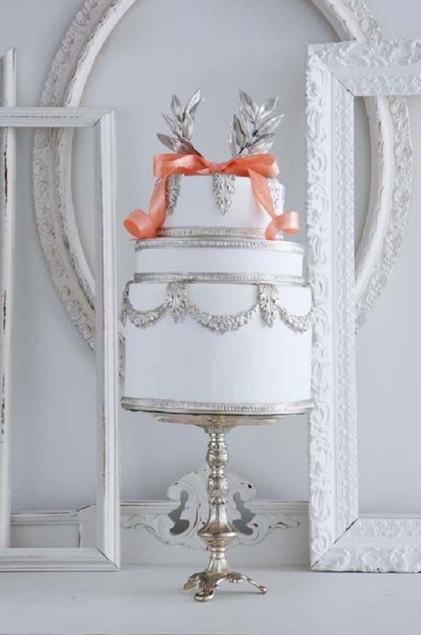 fancy silver wedding cake