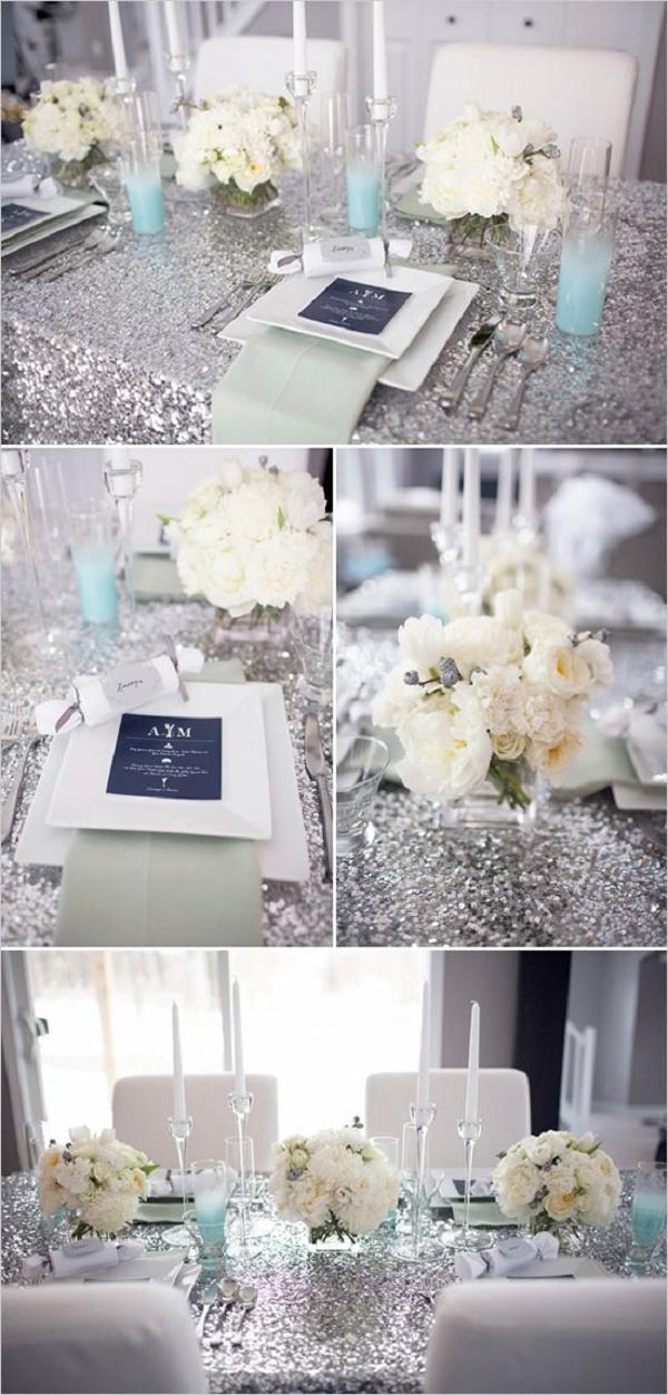 glitter table covers for a new years eve wedding