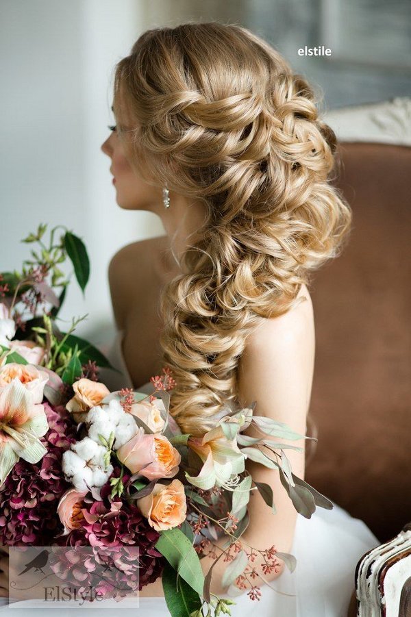 half up half down braided wedding hairstyle