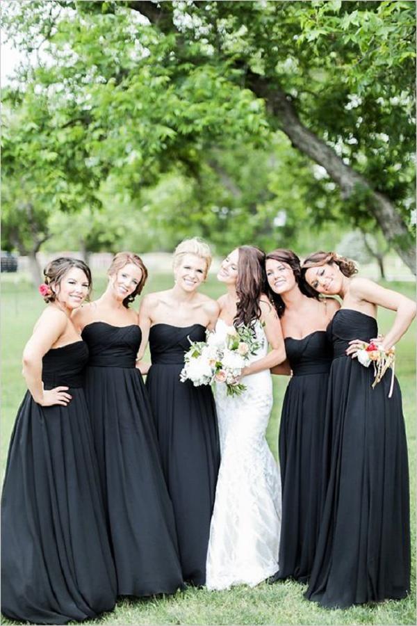 long black bridesmaid dresses