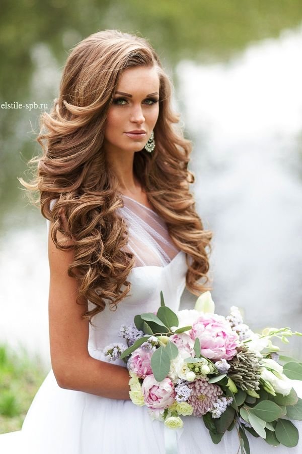 long curly down wedding hairstyle